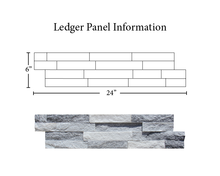 Cloudy Grey 6X24 Splitface Ledger Panel #LP63624SF - Icon Tile