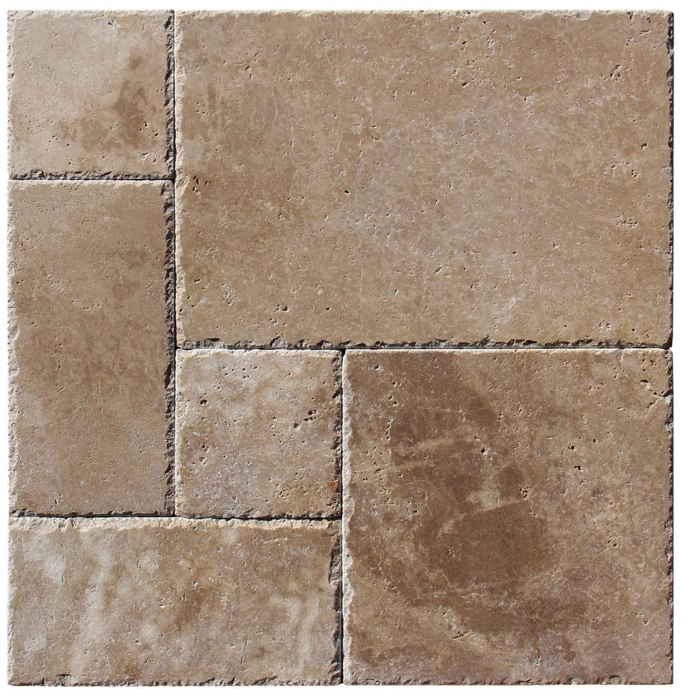 Chocolate Brown French Pattern Unfilled Brushed And Chiseled Tile